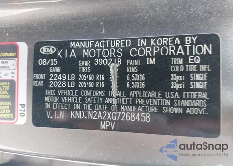 2016 Kia Soul from USA, damaged, VIN KNDJN2A2XG7268458